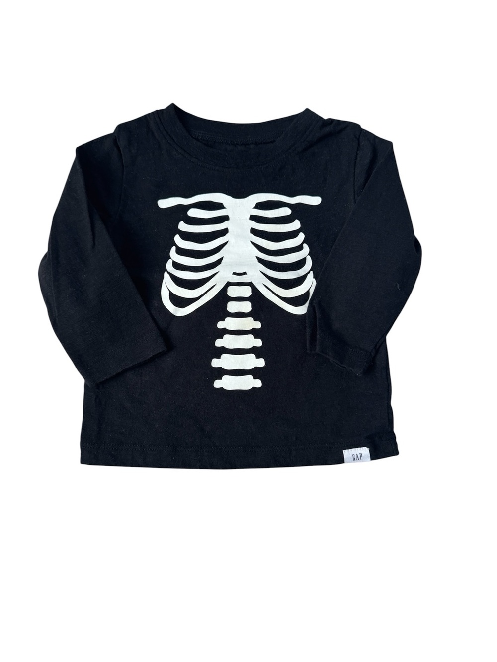 GAP Kids Black Skeleton Long Sleeve Shirt— Size 12-18 months